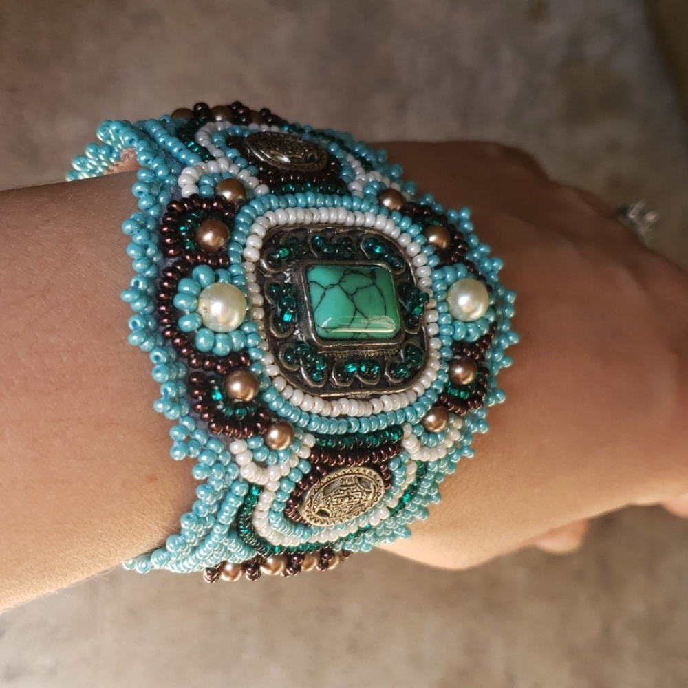 Turquoise handmade bracelet Cuff